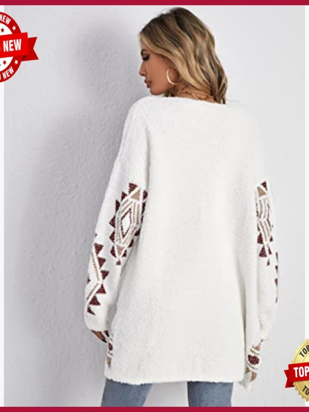 Open Front Long Sleeve Chunky Knit Boho Cardigan Sweater Coat - Picture 2 of 6